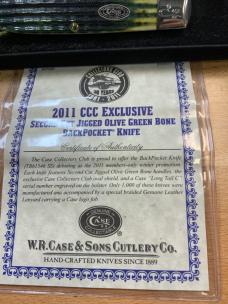 Case xx Tony Bose Olive Green Bone 2011 BackPocket Case Collector Club #401 of 1000 made comes  with