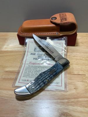 CASE XX CLUB CCC EXCLUSIVE GRAY BONE FOLDING HUNTER POCKET KNIFE 6165 SS