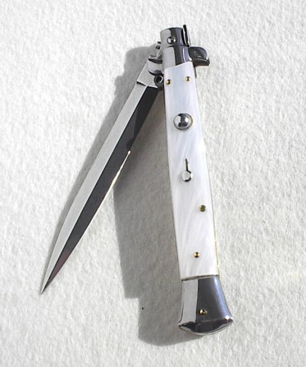 NEW FRANK BELTRAME 11" DAGGER BLADE ACRYLIC PEARL ITALIAN STILETTO - LAST ONE NEW FRANK BELTRAME 11" DAGGER BLADE ACRYLIC PEARL ITALIAN STILETTO - LAST ONE
