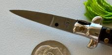 Rare Miniature Switchblade Knife, Ebony Wood Scale, Original Tassel, Maniago Italy