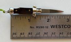 Rare Miniature Switchblade Knife, Ebony Wood Scale, Original Tassel, Maniago Italy