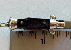 Rare Miniature Switchblade Knife, Ebony Wood Scale, Original Tassel, Maniago Italy