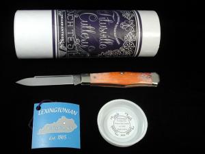 Titusville Cutlery Smooth Red Velvet Giraffe Bone Lexingtonian Coffin Jack Knife Rare 1 of 9 COA USA