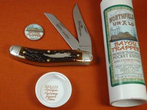 Great Eastern Cutlery GEC Antique Autumn Jigged Bone Bayou Trapper Knife NIT Made in USA 888225