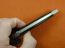 Schatt & Morgan Smooth Black Buffalo Horn Wampus Cat Trapper Knife by Cooper Cutlery 3WBH USA Made 