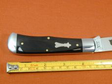 Schatt & Morgan Smooth Black Buffalo Horn Wampus Cat Trapper Knife by Cooper Cutlery 3WBH USA Made 