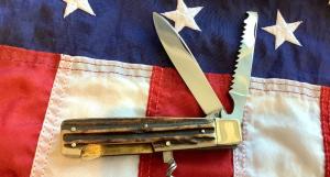 Vintage J A Henckels 2 Blade Multi BladeTool Knife w Corkscrew amp Great Stag Handles