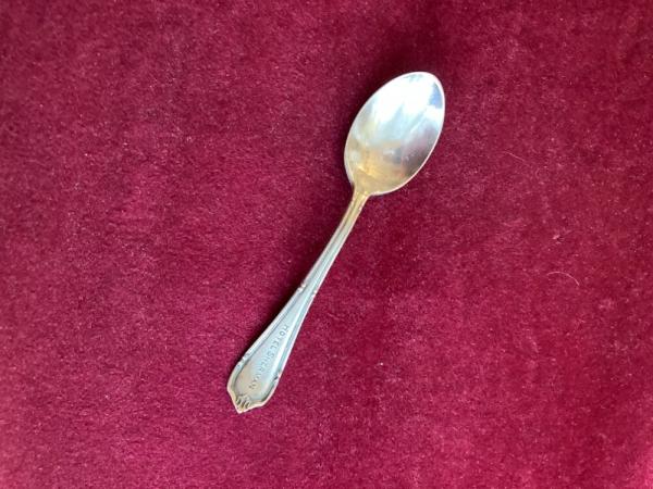 RARE Fancy Vintage ALPACCA - SILCO Small(4 1/4') HOTEL SHERMAN Demitass(?) Spoon RARE Fancy Vintage ALPACCA - SILCO Small(4 1/4') HOTEL SHERMAN Demitass(?) Spoon