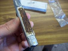 A.G.A. Campolin 8" Lever Maniago, Italy GO-55020-C Gen. Stag/Antler UNUSED W/Box