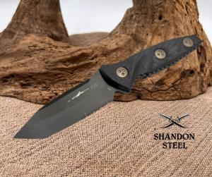 Microtech USA Socom Alpha Mini Tanto Partial Serrated Black DLC & Carbon Fiber