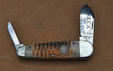 NKCA Club Knife 1989 Case Sleeve Board 2 Blade Mint #46xx 4 1/4" Closed Rogers Jigged Bone