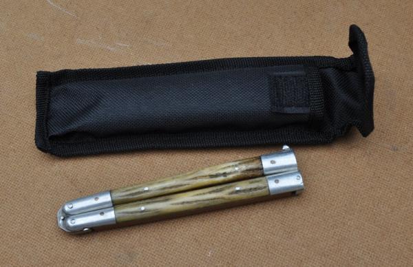 Balisong From The Time Of The Jap Occupation 5 1/4" Closed Copper Frame Aluminum And Stag Drop Point