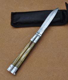 Balisong From The Time Of The Jap Occupation 5 1/4" Closed Copper Frame Aluminum And Stag Drop Point