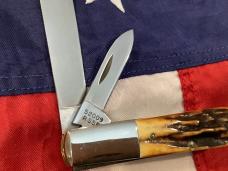 Case xx 1982, 8 Dot Razor Barlow Knife -Great Stag Handles -Mdl# 52009 1/2 SSP -Serial #3402 -Minty!