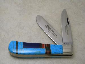 Smith & Wesson Designed by Stewart Taylor Custom Turquoise Trapper Knife 