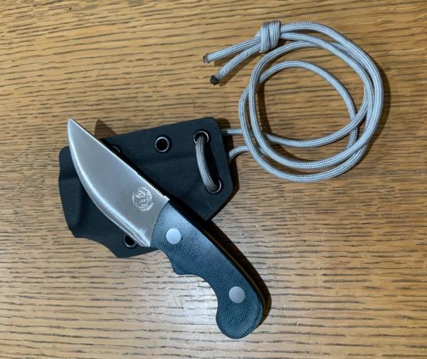 Hand Crafted Bonehead Neck Knife with Kydex Sheath and Lanyard Made in USA Hand Crafted Bonehead Neck Knife with Kydex Sheath and Lanyard Made in USA