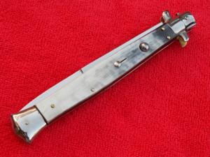  New 13quot Italian Stiletto Brazilian-Horn  SS-Bayonet grind Blade fully lined nickelsilver bolsters