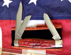 Marbles Gladstone, Large Premium Stockman w/ Red Carved Bone Stag Handles -NOS in Orig box