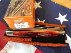 Marbles Gladstone, Large Premium Stockman w/ Red Carved Bone Stag Handles -NOS in Orig box