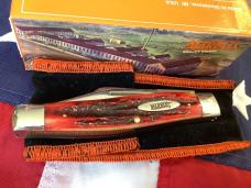 Marbles Gladstone, Large Premium Stockman w/ Red Carved Bone Stag Handles -NOS in Orig box