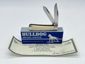 BULLDOG BRAND Genuine Mastodon Ivory Mini Trapper 1 of 5 w/ OMP Box