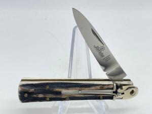 HUBERTUS Solingen Germany Genuine Stag Drop Point Leverlock Automatic
