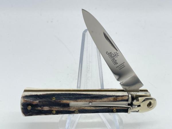 HUBERTUS Solingen Germany Genuine Stag Drop Point Leverlock Automatic HUBERTUS Solingen Germany Genuine Stag Drop Point Leverlock Automatic