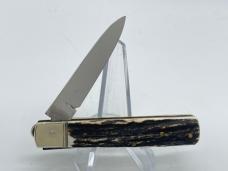 HUBERTUS Solingen Germany Genuine Stag Drop Point Leverlock Automatic