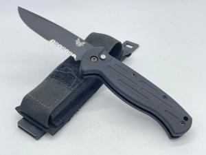 BENCHMADE USA 9050 Drop Point Combo Black AFO Automatic w/ Sheath
