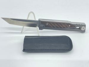 2022 REATE KNIVES EXO Brown Burlap Micarta Tanto Gravity OTF w/ Sheath