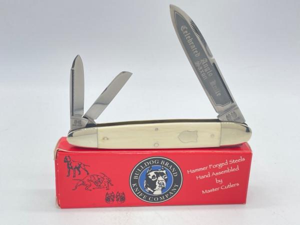 BULLDOG BRAND Genuine Mastodon Ivory Celebrated Anglo Saxo Knife w/ OMP Box