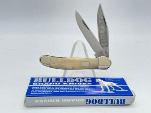 2004 BULLDOG BRAND Germany Pit Bulls Genuine Mastodon Ivory Copperhead w OMP Box