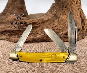 John Primble Belknap Vintage 5371 Stockman Cracked Ice Handle Pocket Knife 36