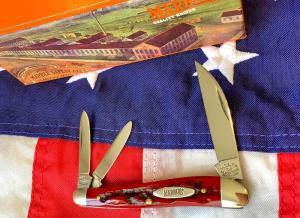 Marbles Gladstone, Whittler w/ Red Carved Bone Stag Handles -NOS in Orig box