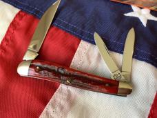 Marbles Gladstone, Whittler w/ Red Carved Bone Stag Handles -NOS in Orig box