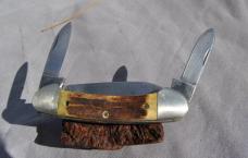 Parker Frost Wostenholm 3 Blade Canoe UK Made Early 70's Mint Tarnish Thick Gnarly Stag!