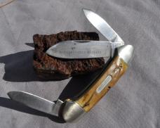 Parker Frost Wostenholm 3 Blade Canoe UK Made Early 70's Mint Tarnish Thick Gnarly Stag!