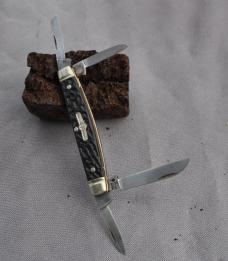 Boker Solingen 4 Blade Congress Rough Black 3 1/4" Closed Pinched Bolsters Tight Loud Snap Both Ways