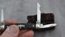 Boker Solingen 4 Blade Congress Rough Black 3 1/4" Closed Pinched Bolsters Tight Loud Snap Both Ways