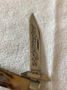 Case XX Cheetah Lockback Knife USA 5111 1/2 LSSP 3-DOT 1977 Blue Scroll Stag #11-10-25-05 
