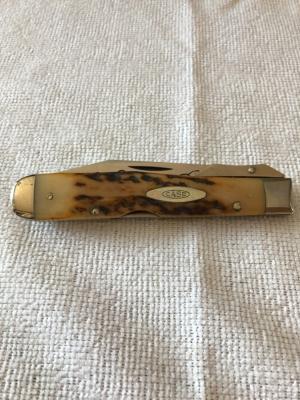 Case XX Cheetah Lockback Knife USA 5111 1/2 LSSP 3-DOT 1977 Blue Scroll Stag #11-10-25-05 