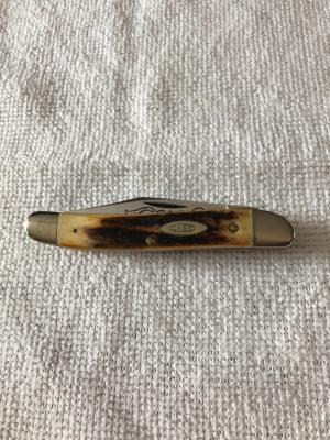Case XX Knife USA 52087 SSP 3-DOT 1977 Blue Scroll Stag #11-10-25-01