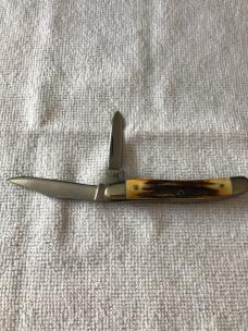 Case XX Knife USA 52087 SSP 3-DOT 1977 Blue Scroll Stag #11-10-25-01
