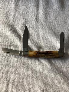 Case XX Stockman Knife USA 5347 HP SSP 3-DOT 1977 Blue Scroll Stag #11-10-25-02