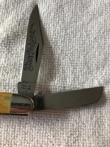 Case XX Stockman Knife USA 5347 HP SSP 3-DOT 1977 Blue Scroll Stag #11-10-25-02
