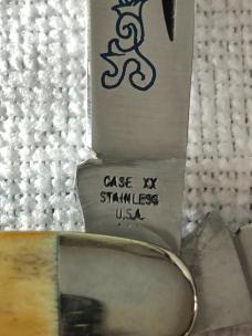 Case XX Stockman Knife USA 5347 HP SSP 3-DOT 1977 Blue Scroll Stag #11-10-25-02
