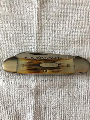 Case XX Canoe Knife USA 52131 HP SSP 3-DOT 1977 Blue Scroll Stag #11-10-25-03