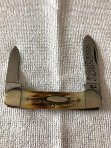 Case XX Canoe Knife USA 52131 HP SSP 3-DOT 1977 Blue Scroll Stag #11-10-25-03