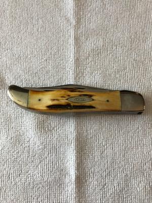 Case XX Folding Hunter Knife USA 5265 SAB SSP 3-DOT 1977 Blue Scroll Stag #11-25-06