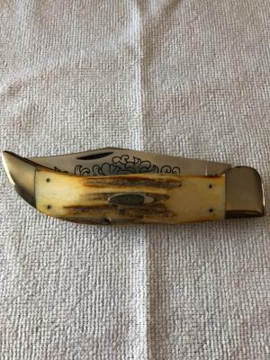 Case XX Buffalo Knife USA 5272 SSP 3-DOT 1977 Blue Scroll Stag #11-25-07